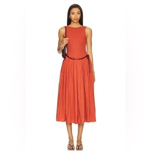 NWT - Free People Nightingale Solid Midi Dress in Rose Sienna - XS